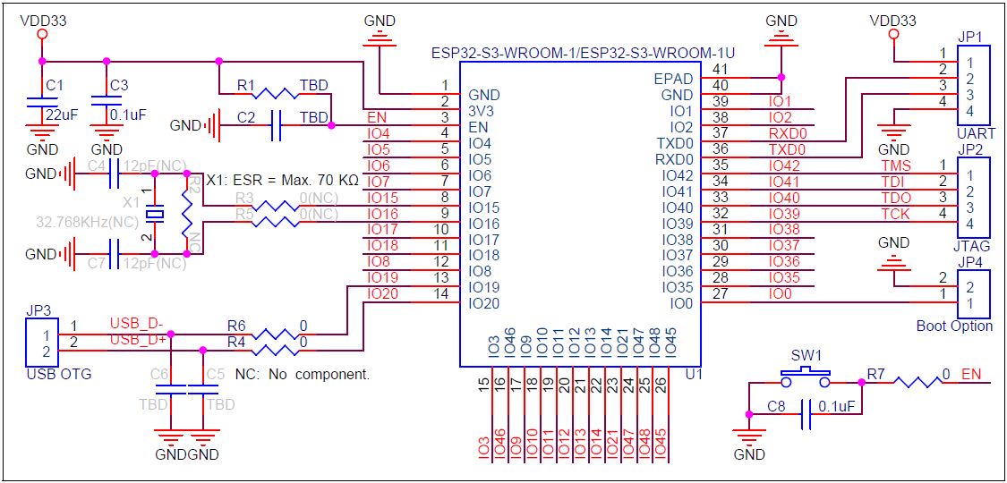 ESP32-S3-WROOM-1 Peripheral Schematic